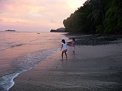 Cabuya beach at sunset Children playing at Cabuya beach